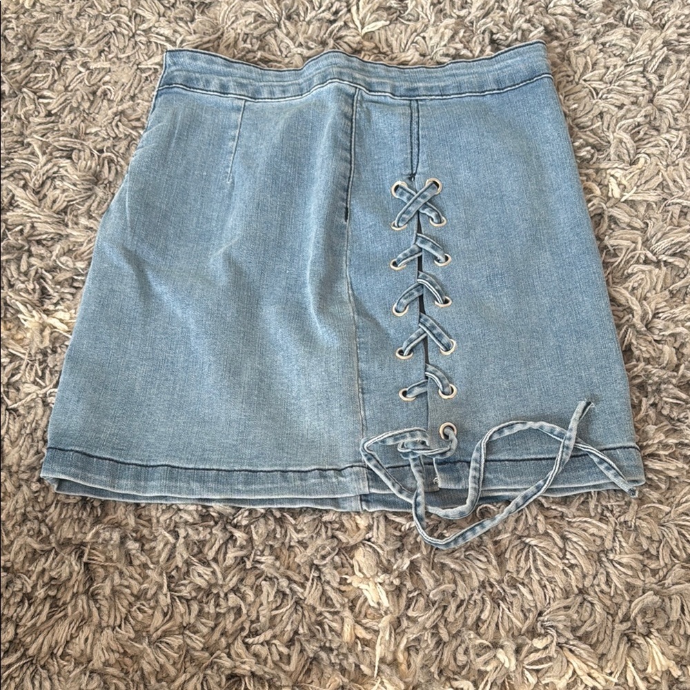 SHEIN Blue A-Line Mini Skirt with Tie Front